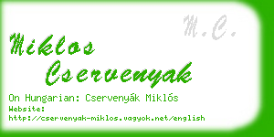 miklos cservenyak business card