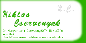 miklos cservenyak business card